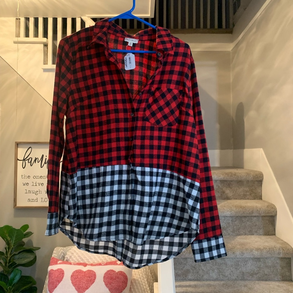 Checker button down